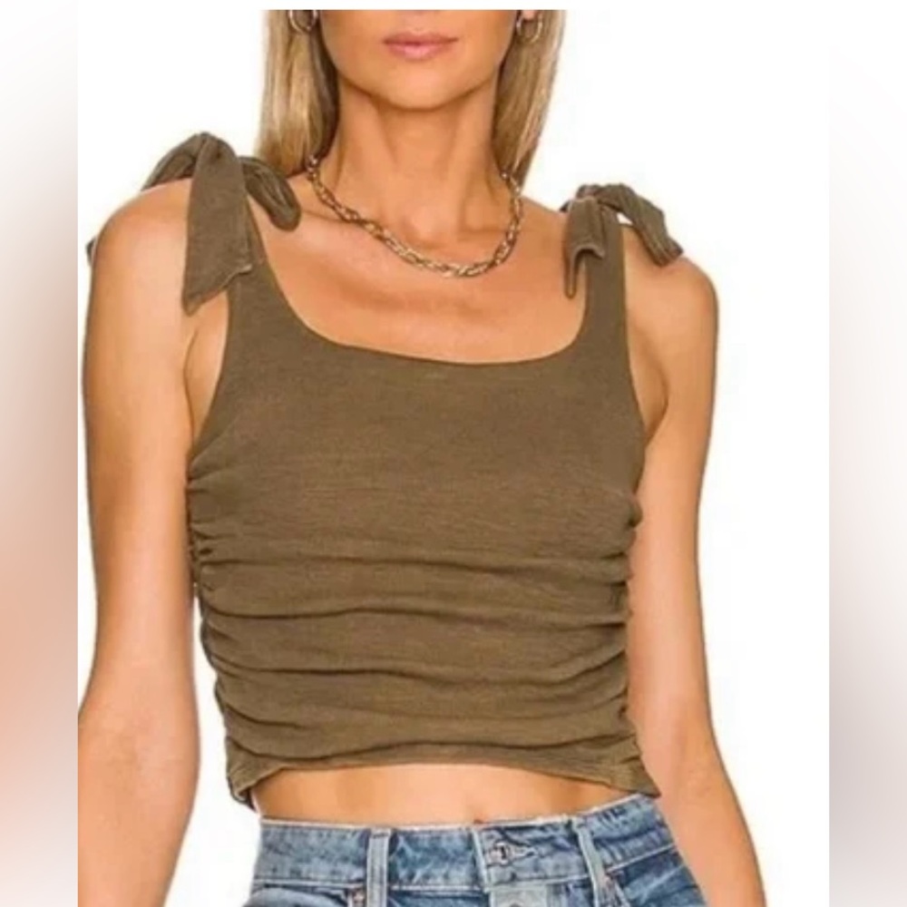 Free People Boulevard Tank Women’s Size Small Tie Shoulders Ruched Sides